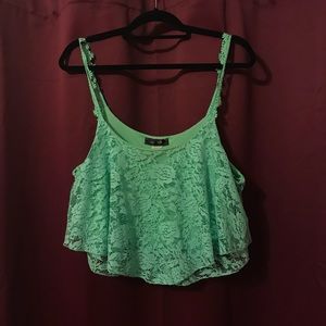 Mint green lace crop top XL